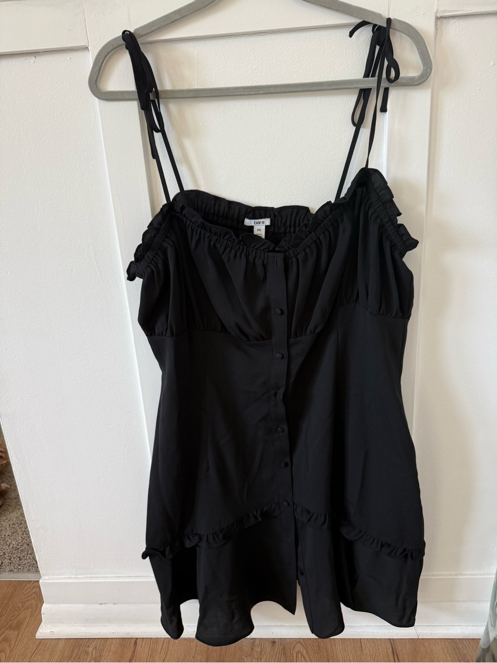 Bar III Black Tie-Shoulder Mini Dress